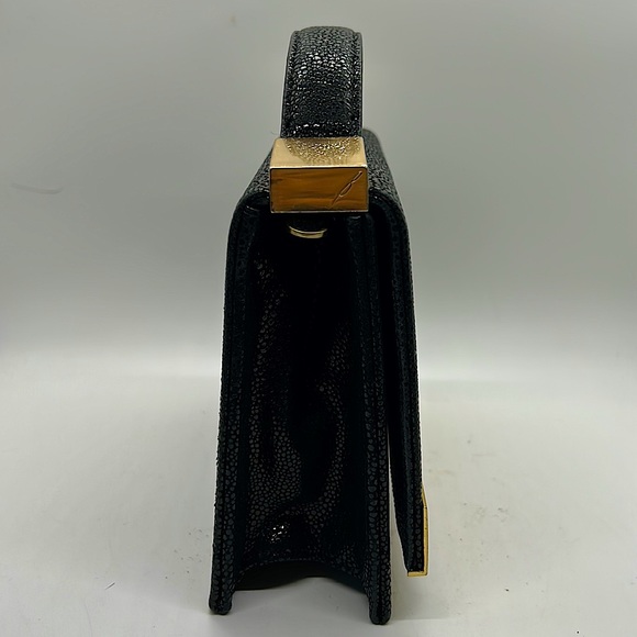 Brian Atwood Gorgeous Vintage Black Leather Evening Clutch Purse Bag ❤️❤️ - Picture 4 of 11